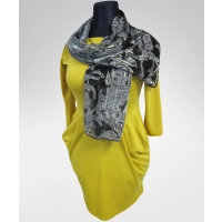 Musztardowa elegancka sukienka z kieszeniami - Donna